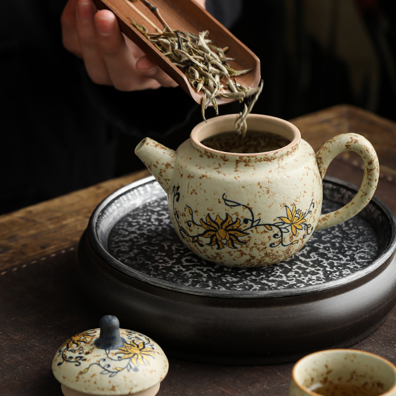 Iron-Rust Glaze Porcelain Teapot (240ml) - Image 4