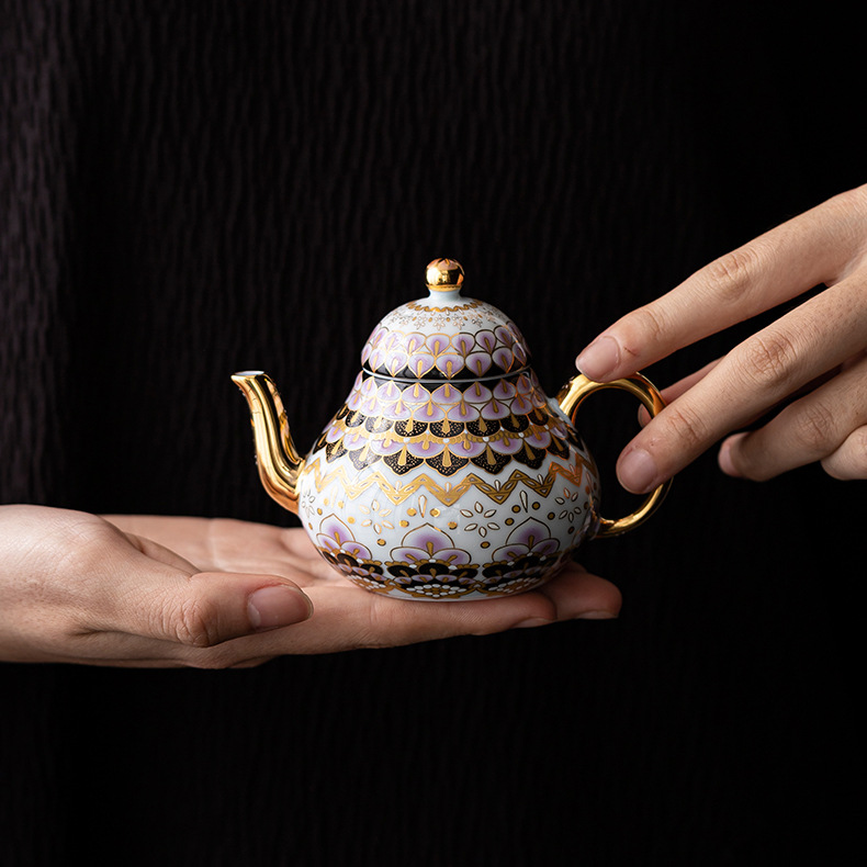 Dunhuang ‘Celestial Feathers‘ Enamel & Gilded Porcelain Tea Set - Image 4