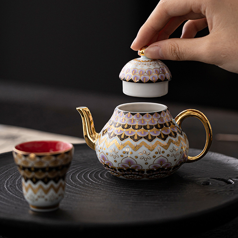 Dunhuang ‘Celestial Feathers‘ Enamel & Gilded Porcelain Tea Set - Image 5