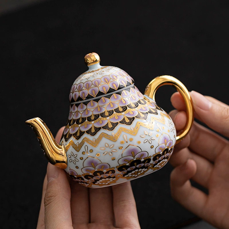 Dunhuang ‘Celestial Feathers‘ Enamel & Gilded Porcelain Tea Set - Image 6