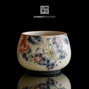 Antique Blue & White Caramel Glaze Porcelain Tea Cup (170ml)