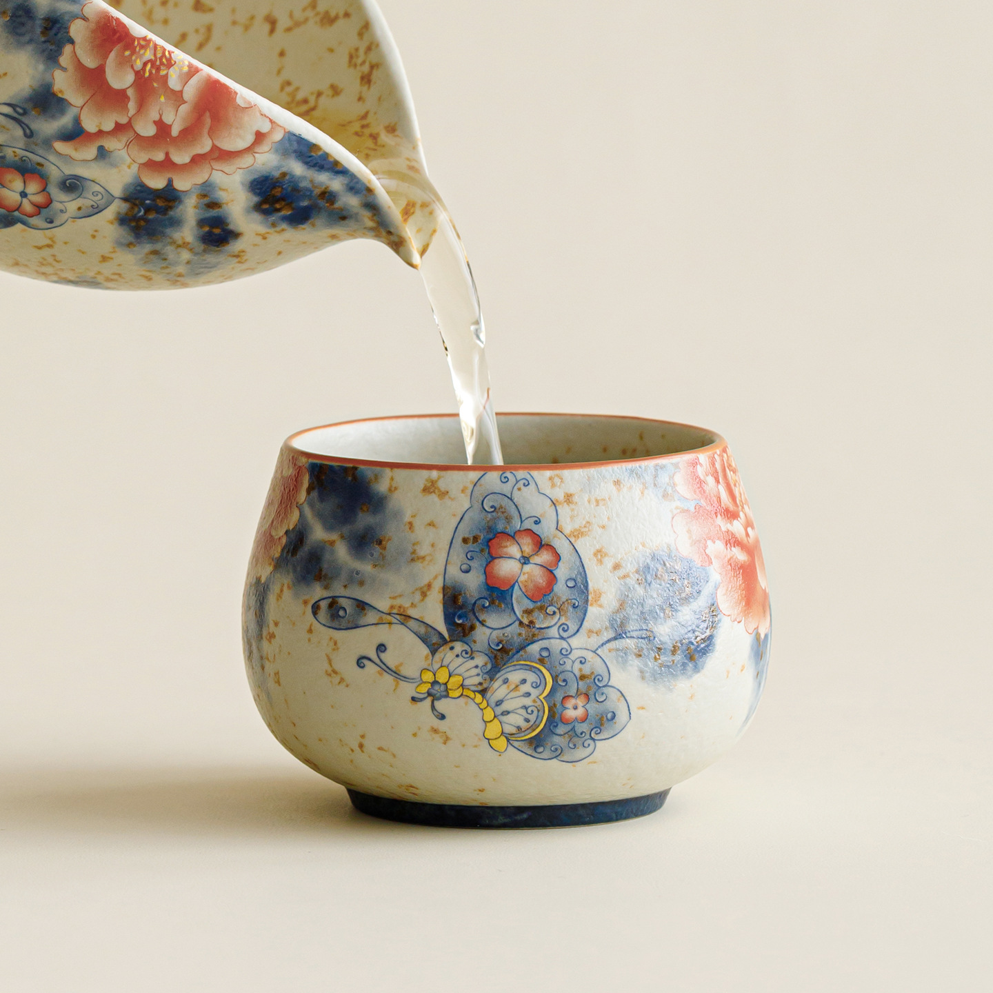 Antique Blue & White Caramel Glaze Porcelain Tea Cup (170ml) - Image 3