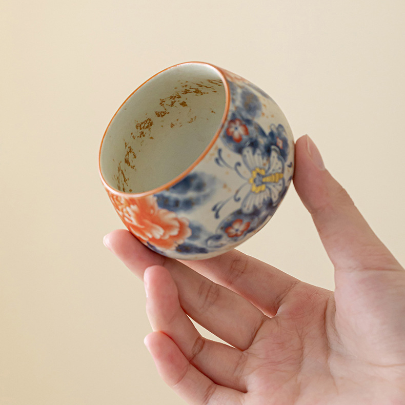 Antique Blue & White Caramel Glaze Porcelain Tea Cup (170ml) - Image 7