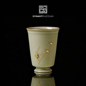 Celadon Secret Glaze Copper Inlay Porcelain Tea Cup (49ml)
