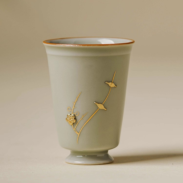 Celadon Secret Glaze Copper Inlay Porcelain Tea Cup (49ml) - Image 8