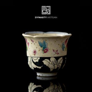 Floral Rim Butterfly Lily Porcelain Tea Cup (50ml)