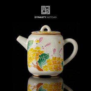 Slab-Built Square Ru Kiln Porcelain Teapot (180ml)