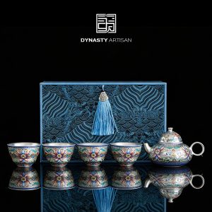 Silver-Inlaid Lingxiao Flower Porcelain Tea Set
