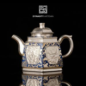 Silver Inlaid Hexagonal Porcelain Teapot (160ml)
