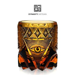 God's Eye Edo Kiriko whiskey glass hand carved crystal tumbler, Dynasty Artisan