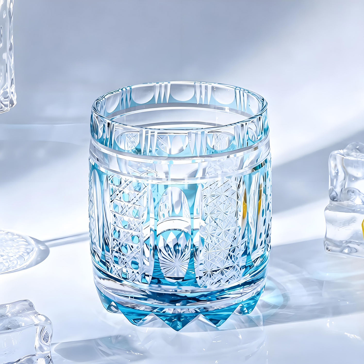 Handcrafted dreamy aesthetic Edo Kiriko crystal glass for spirit tasting