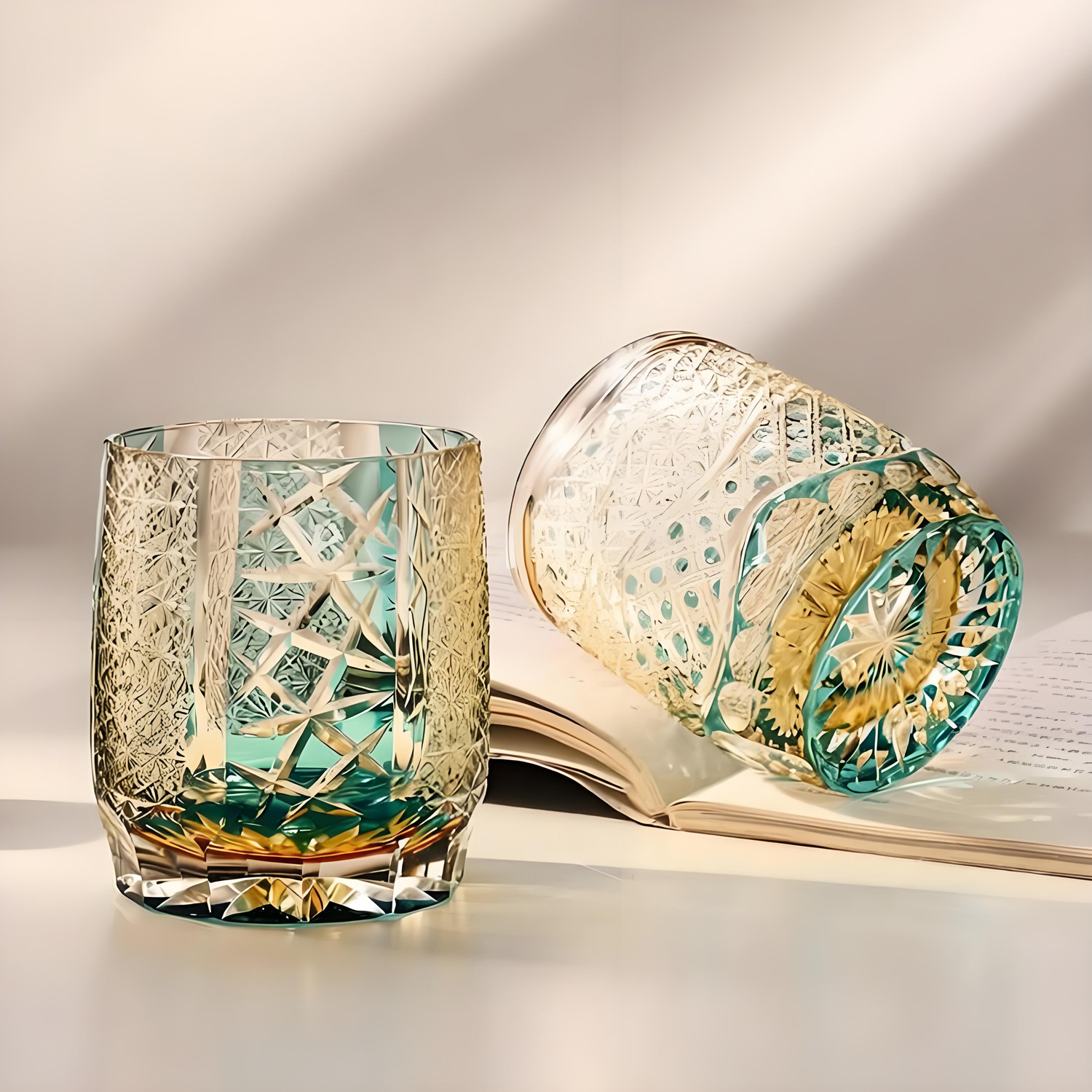 Premium weighted Lyre rocks glass for elegant home bar decor