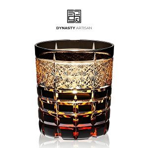 Romaea Edo Kiriko whiskey glass romantic Roman holiday hand carved crystal tumbler, Dynasty Artisan