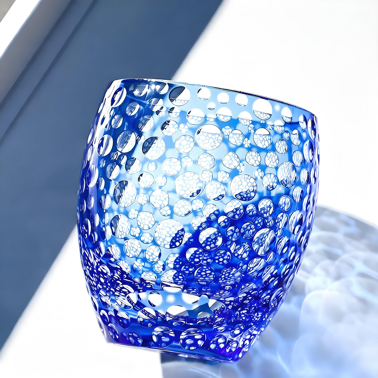 Collectible bubble-style arc cut Celvah Edo Kiriko barware