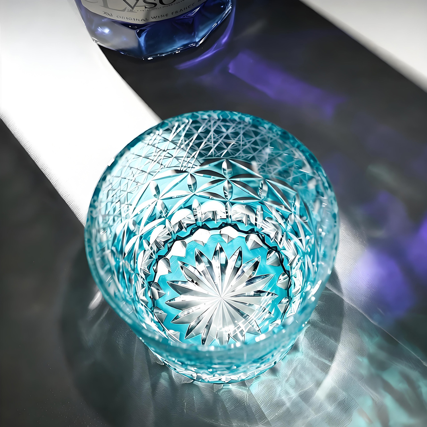 Handcrafted ethereal dream aesthetic Edo Kiriko crystal glass for tasting