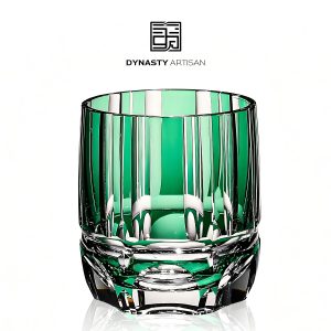 Kagetora Edo Kiriko whiskey glass transparent crystal bamboo linear hand carved tumbler, Dynasty Artisan