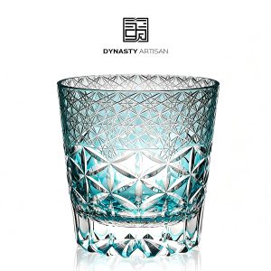 Somnira Edo Kiriko whiskey glass ethereal dreamy hand carved crystal tumbler, Dynasty Artisan