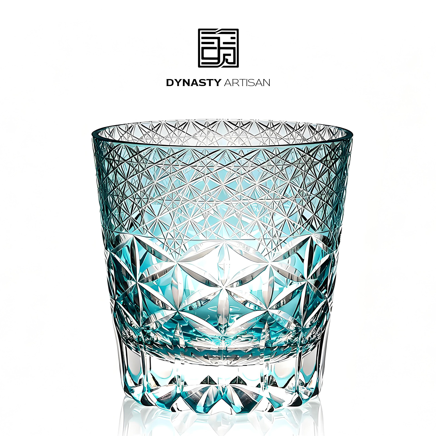 Somnira Edo Kiriko whiskey glass ethereal dreamy hand carved crystal tumbler, Dynasty Artisan