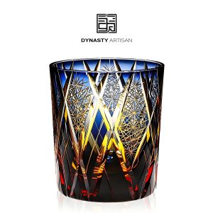 Vaelen Edo Kiriko whiskey glass transparent crystal sharp breakthrough hand carved tumbler, Dynasty Artisan