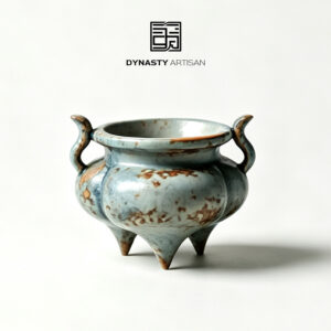 Dynasty Artisan ancient tripod ceramic incense burner placing stick incense