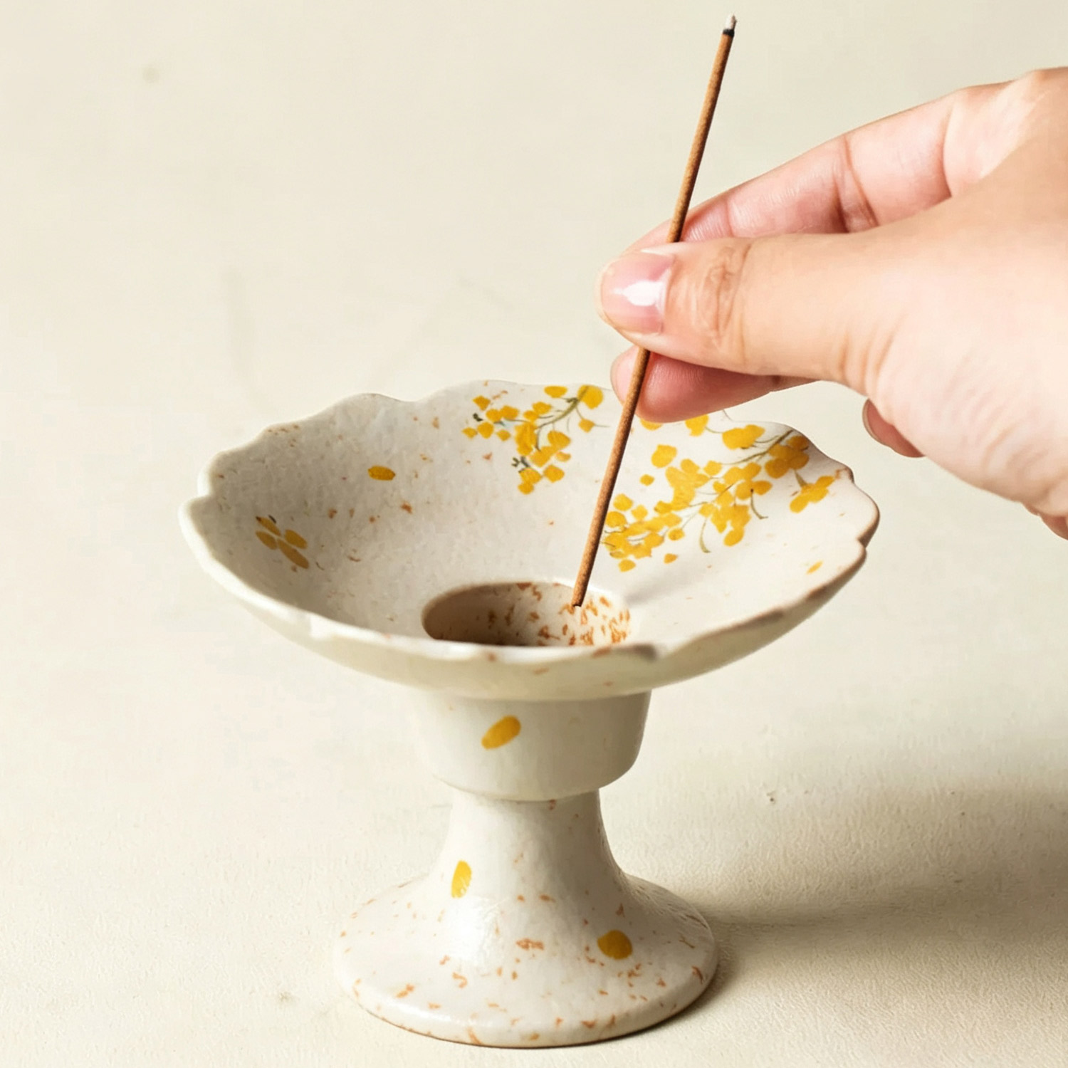 Vintage oriental rapeseed ceramic burner for tea room and meditation space